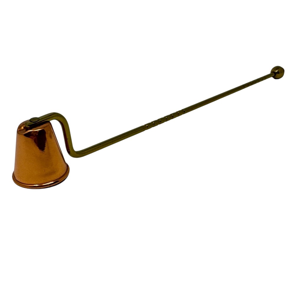 Vintage Brass‎ Copper Candle Snuffer 12" Long Handle Finial Tip Decor